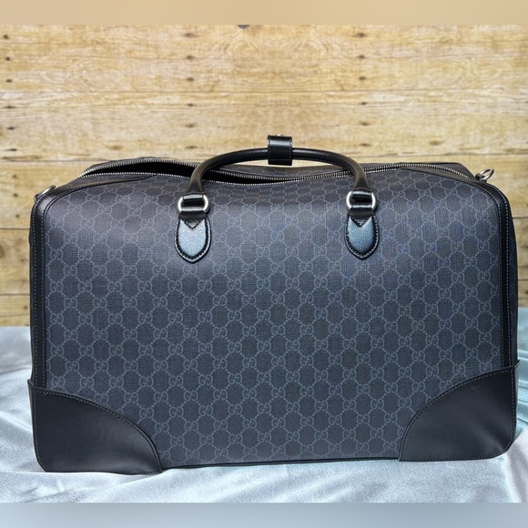 Gucci Gray and Black Monogram Briefcase. - Picture 2 of 14